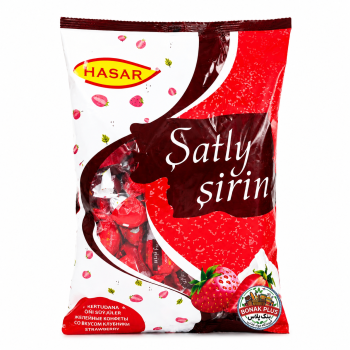 شکلات مغزدار توت فرنگی هاسار (Hasar) مدل شارلی شیرین - وزن ۱ کیلوگرم کارتن 6 کیلویی