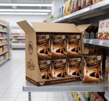 تافی تافلینی روشن با مغز کرم شکلات تلخ Roshen Toffelini بسته یک کیلویی کارتن 6 تایی